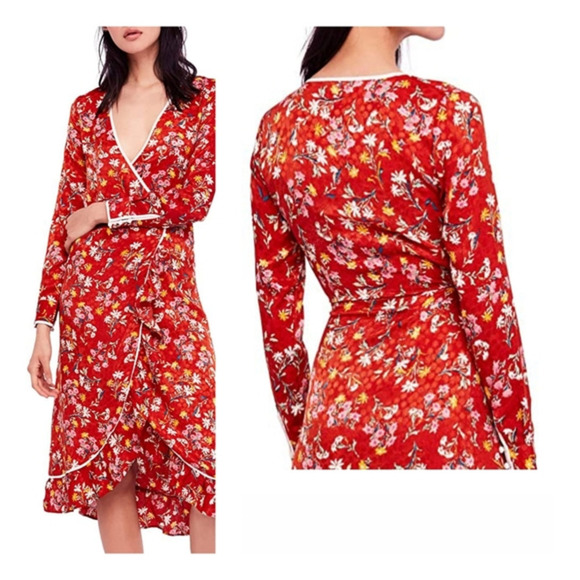 Free People  Floral Ruffle‎ Wrap Dress - Picture 1 of 3